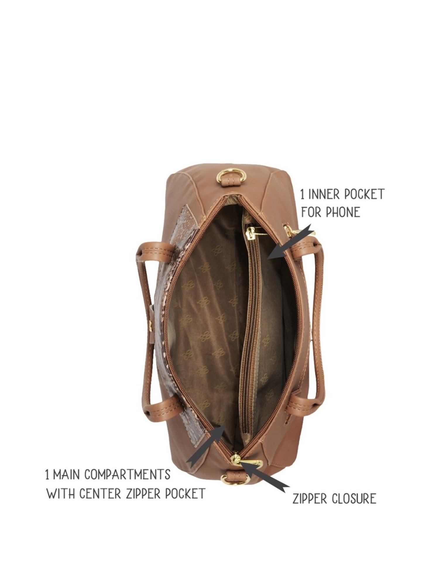 Baggit Brown Solid Medium Handbag