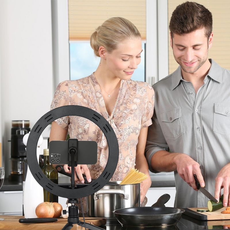 Dartwood Selfie Ring Light - 10 Inch LED Makeup Light with Adjustable Tripod Stand, Bluetooth Remote & Cell Phone Holder for iPhone and Android Phones