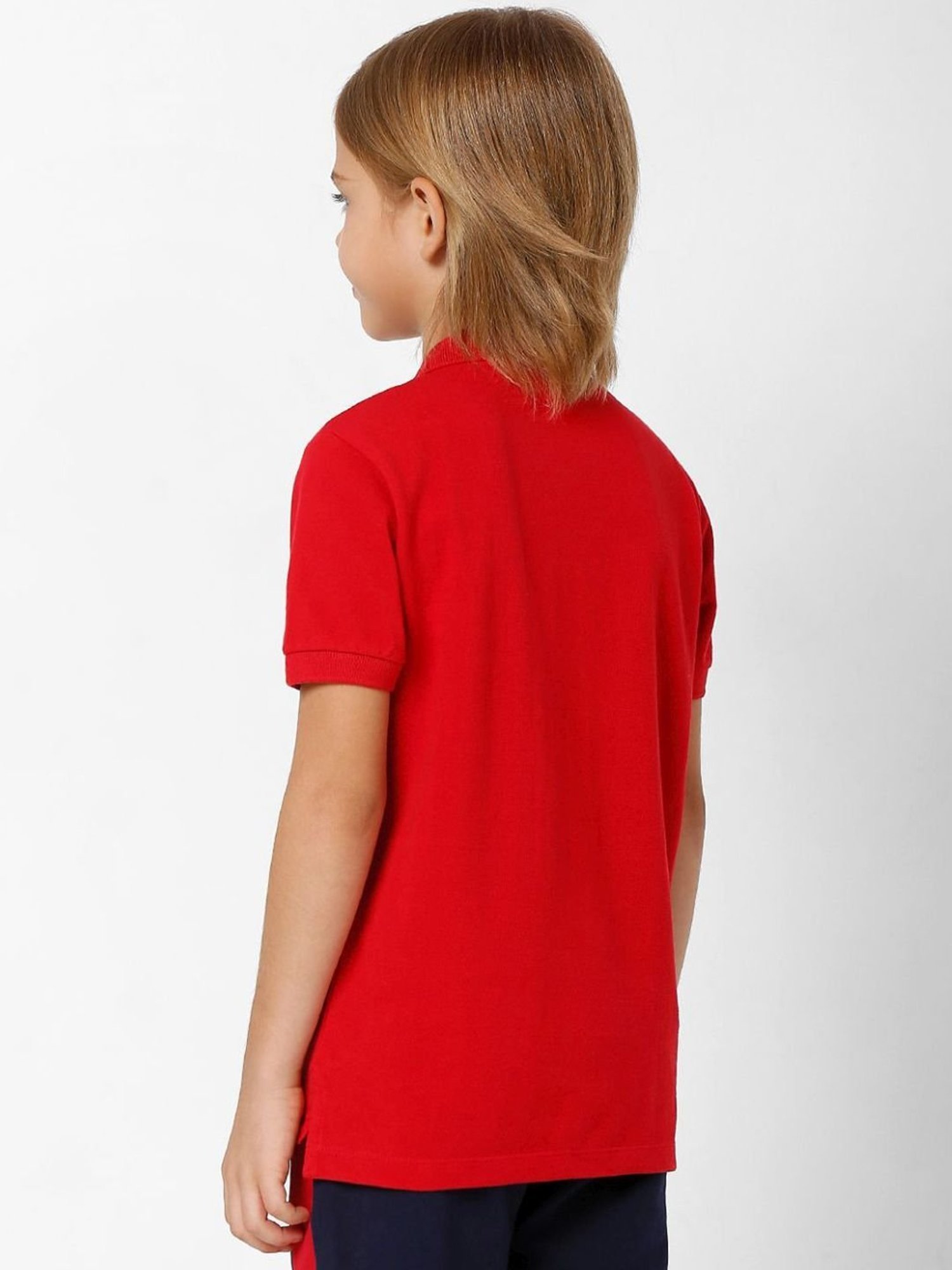 Gas Kids Red & Blue Cotton Color Block Polo T-Shirt