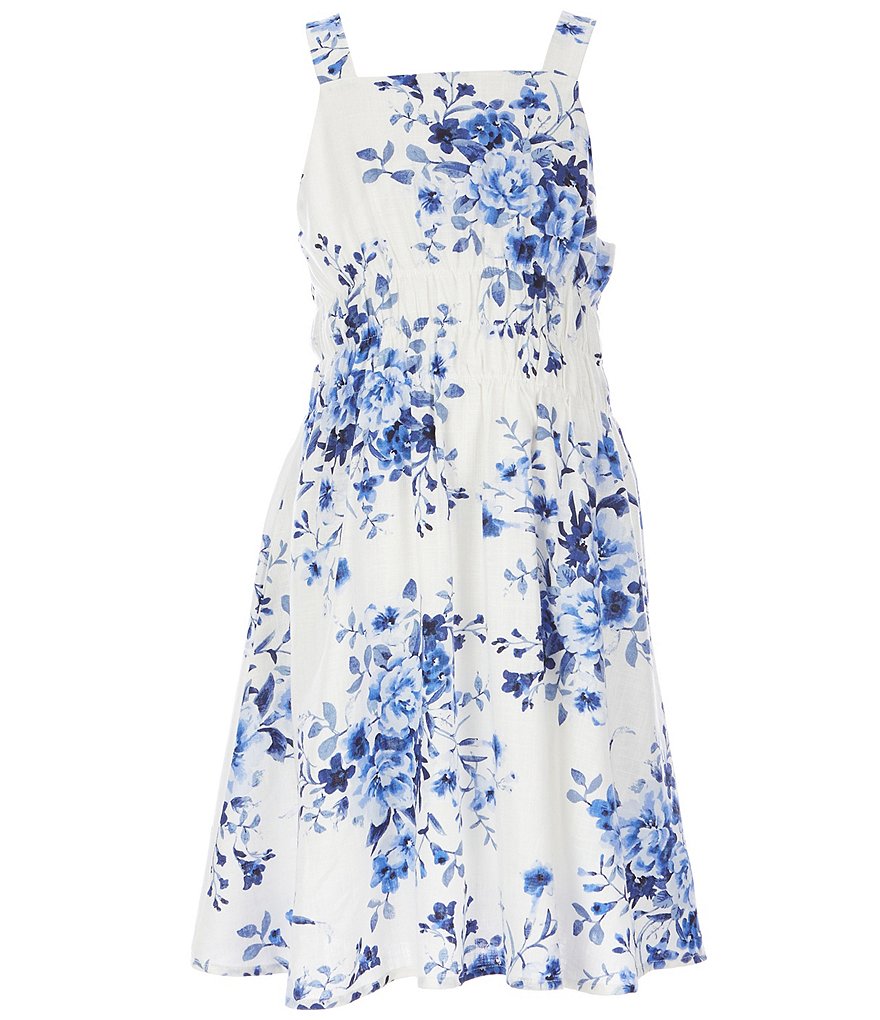 Xtraordinary Big Girls 7-16 Floral Linen Fit-And-Flare Dress