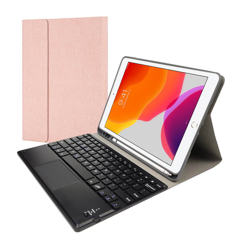 For iPad 10.2 2019 Case PU Leather Flip Stand Bluetooth Touchpad Keyboard Tablet Protect Case Cover RK102C
