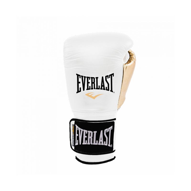 Everlast P00000722 Women's 12 Ounce Powerlock Hook and Loop Kickboxing Boxing Bag Training Gloves, White and Gold