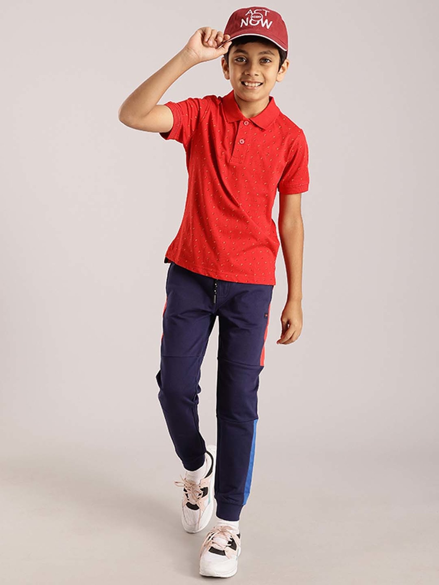 Indian Terrain Kids Navy Cotton Color Block Joggers