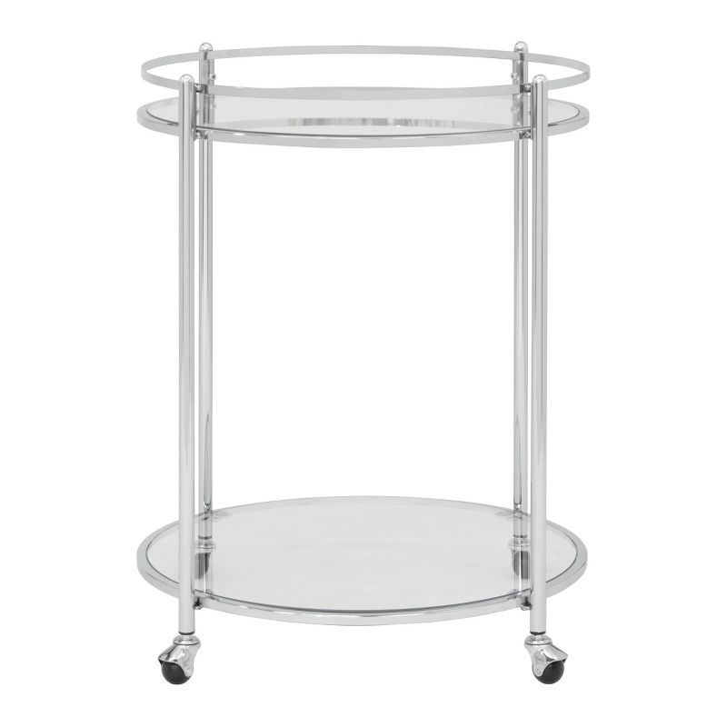 Veranda Round Bar Cart with Clear Glass Chrome - Studio Designs Home