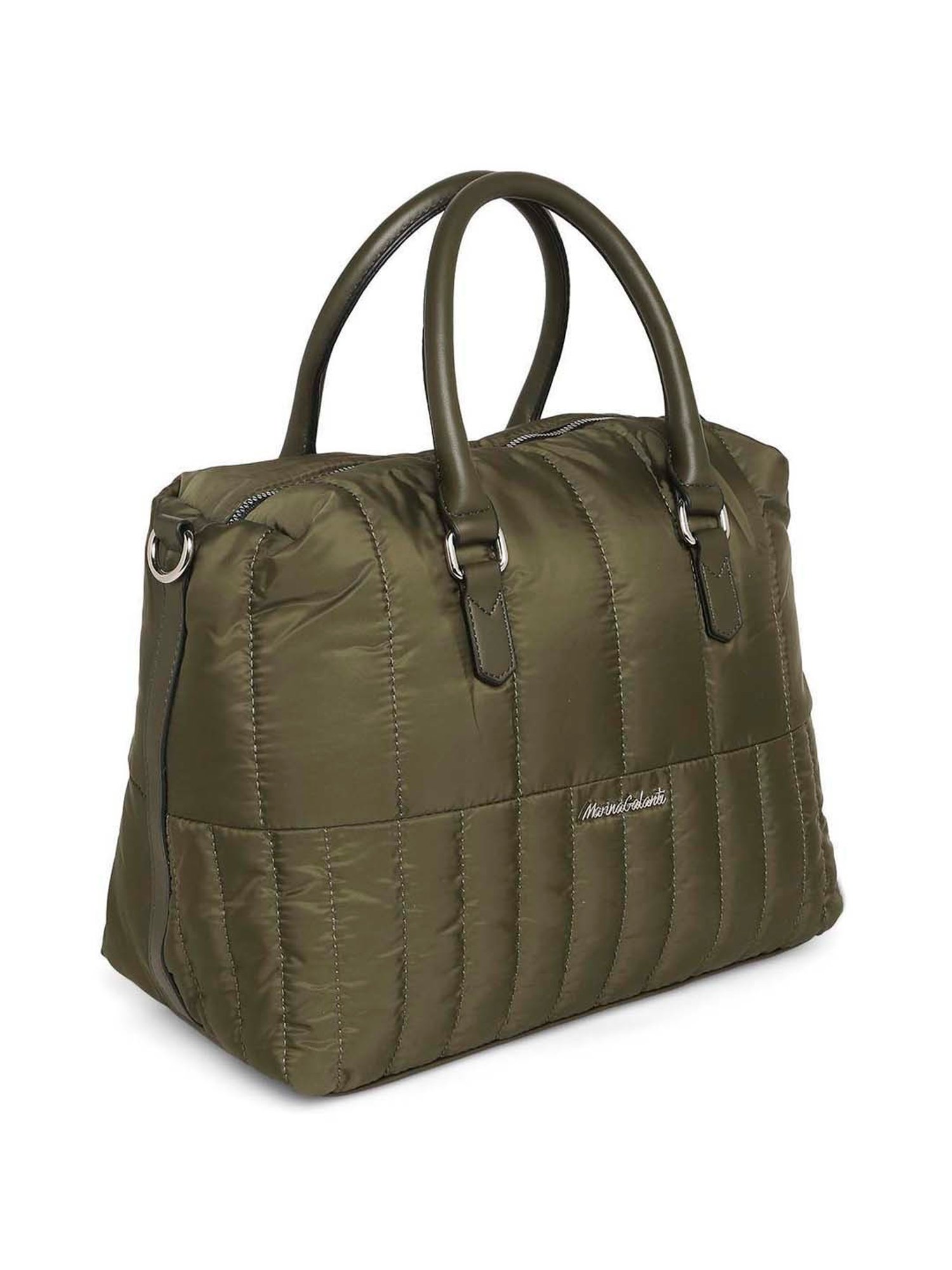 Marina Galanti Olive Quilted Medium Bowler Bag