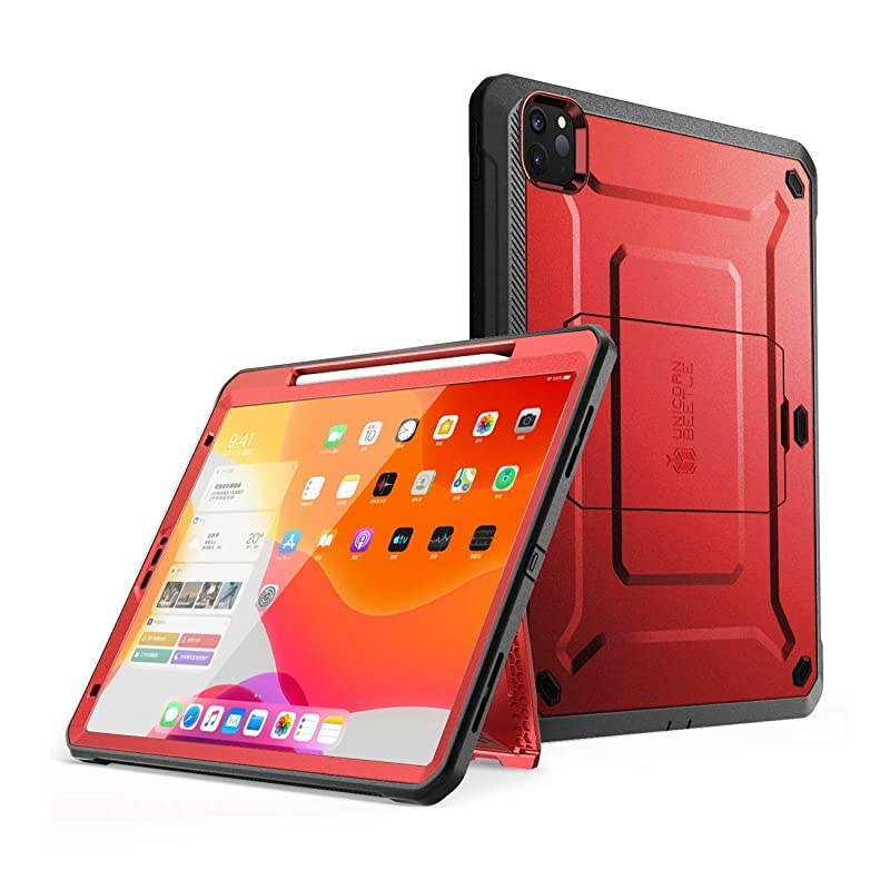 UB Pro Series Case for iPad Pro 11 2020 Support Apple Pencil Charging with Builtin Screen Protector FullBody Rugged Kickstand Protective Case for iPad Pro 11 inch 2020 Release MetallicRed