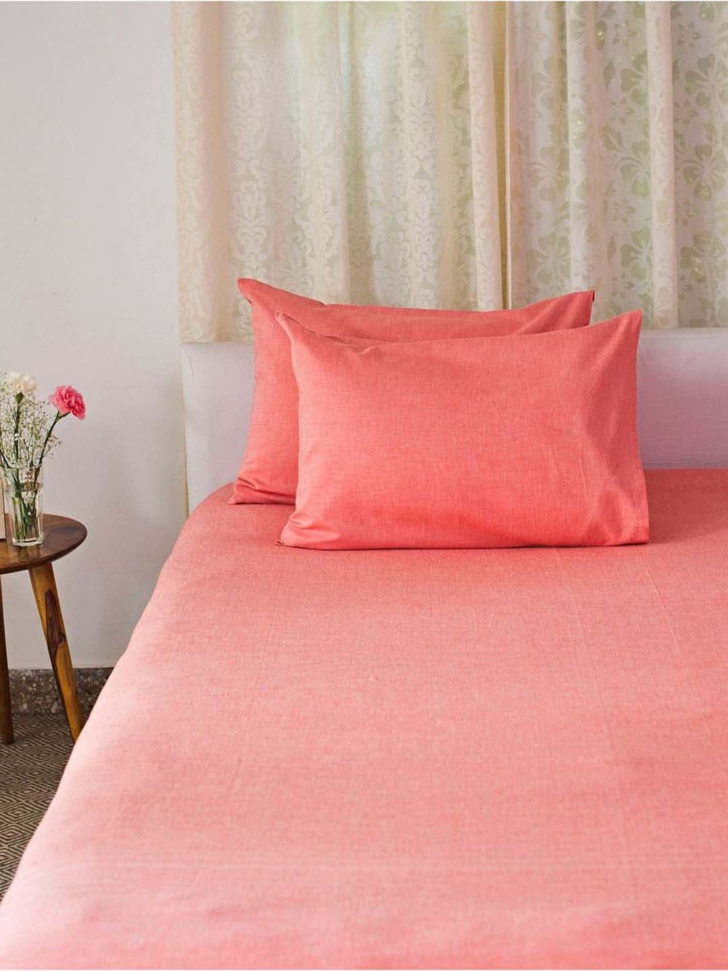 Fabindia Coral Cotton 92 TC Single Bed Sheet With Pillow Cover