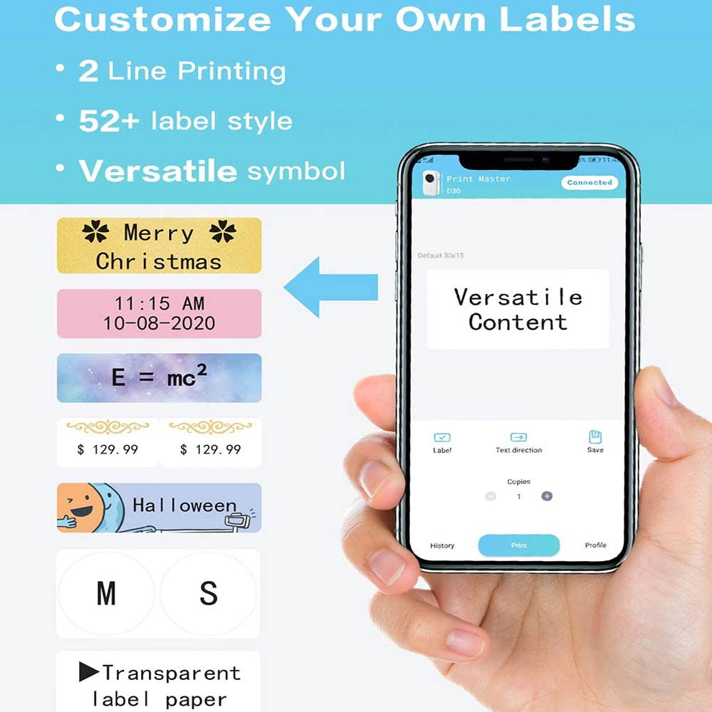 Thermal Sticker Paper 3 rolls/box 14*28mm 220pcs Label Transparent Round for  D30 Printer Non Removable Synthetic Labels