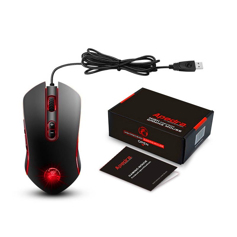 Apedra iMICE A6 Macros Define Programmable 7-Keys 3200 DPI Wired Gaming Mouse with Cool Colorful Breathing Light