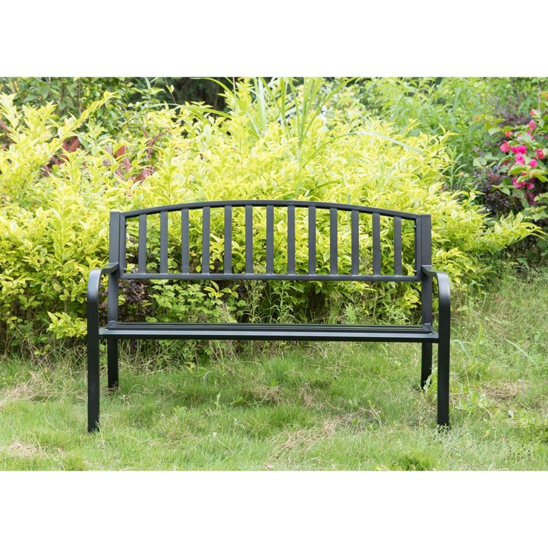 Gardenised Steel Garden Park Bench Cast Iron Frame Patio Lawn Yard Decor, Black