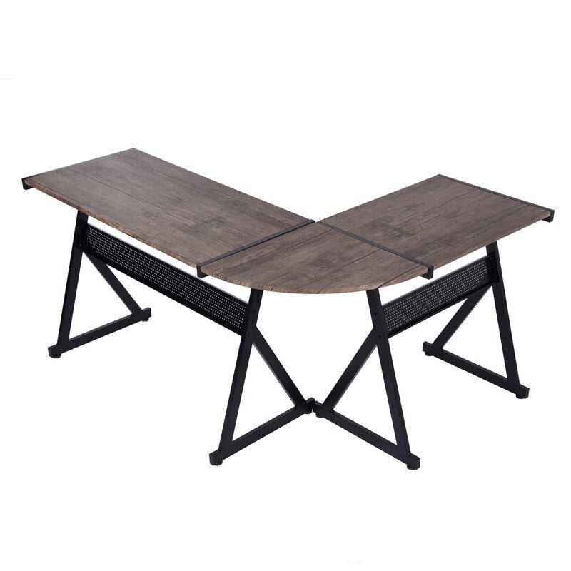 Industrial Wood L-Shape Office Table Writing Desk Computer Desk