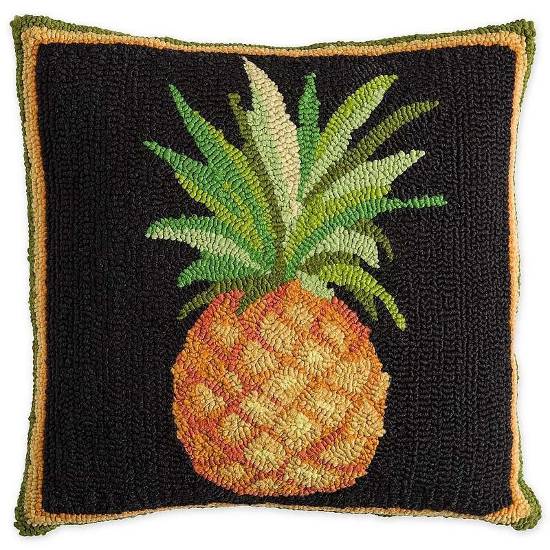 Indoor/Outdoor Pineapple Hooked Throw Pillow