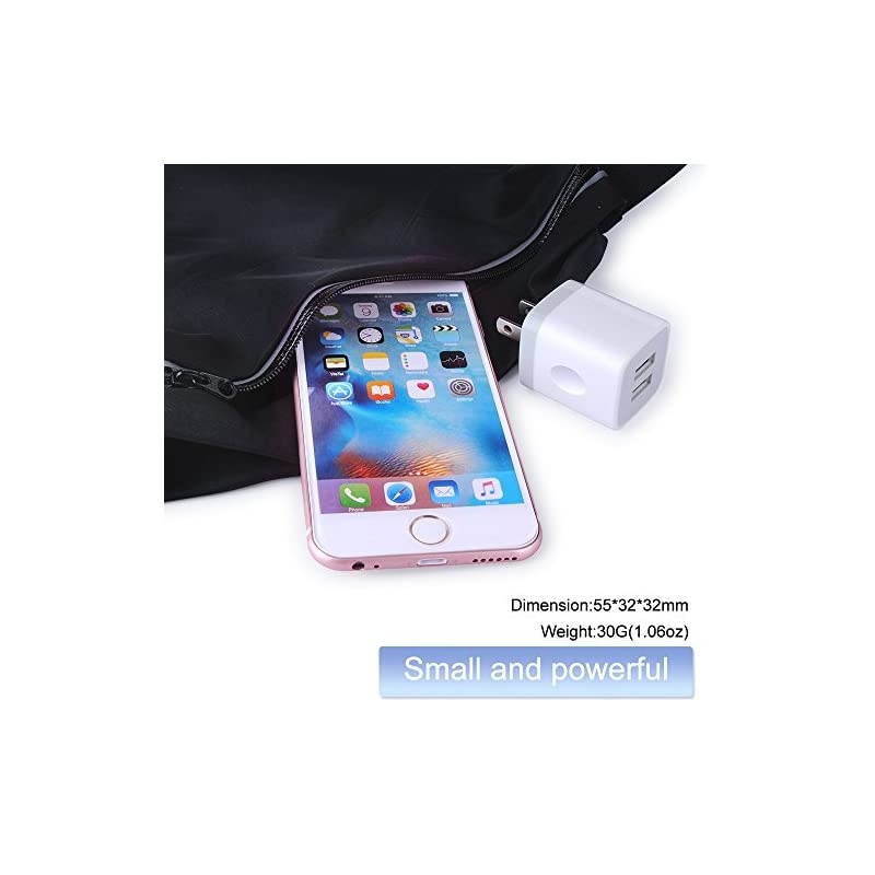 Wall Charger, Charging Adapter 3-Pack 2.1A Dual Port Wall Charging Plug Block Head Box Travel Charger Cube Compatible iPhone 12 11 Pro Max XS XR X 8 7 6 Plus,iPad,iPod,Samsung,LG,Android Phone