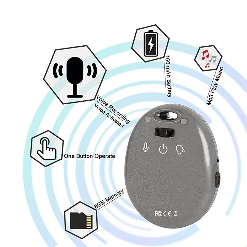 Voice Recorder8GB Micro Digital Voice Activated Recorder Small 15 Hours Voice Recording 10 Hours Music Player via USB Earphone Noise Reduction Audio Recorder + 8GB MemorGray