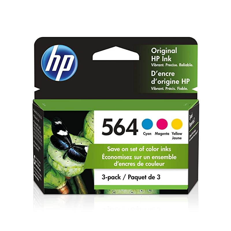 564 | 3 Ink Cartridges | Cyan, Magenta, Yellow | For  DeskJet 3500 Series,  OfficeJet 4600 5500 C6300 6500 7500 Series, B8550 D7560 C510 B209 B210 C309 C310 C410 C510 | CB318WN CB319WN CB320WN