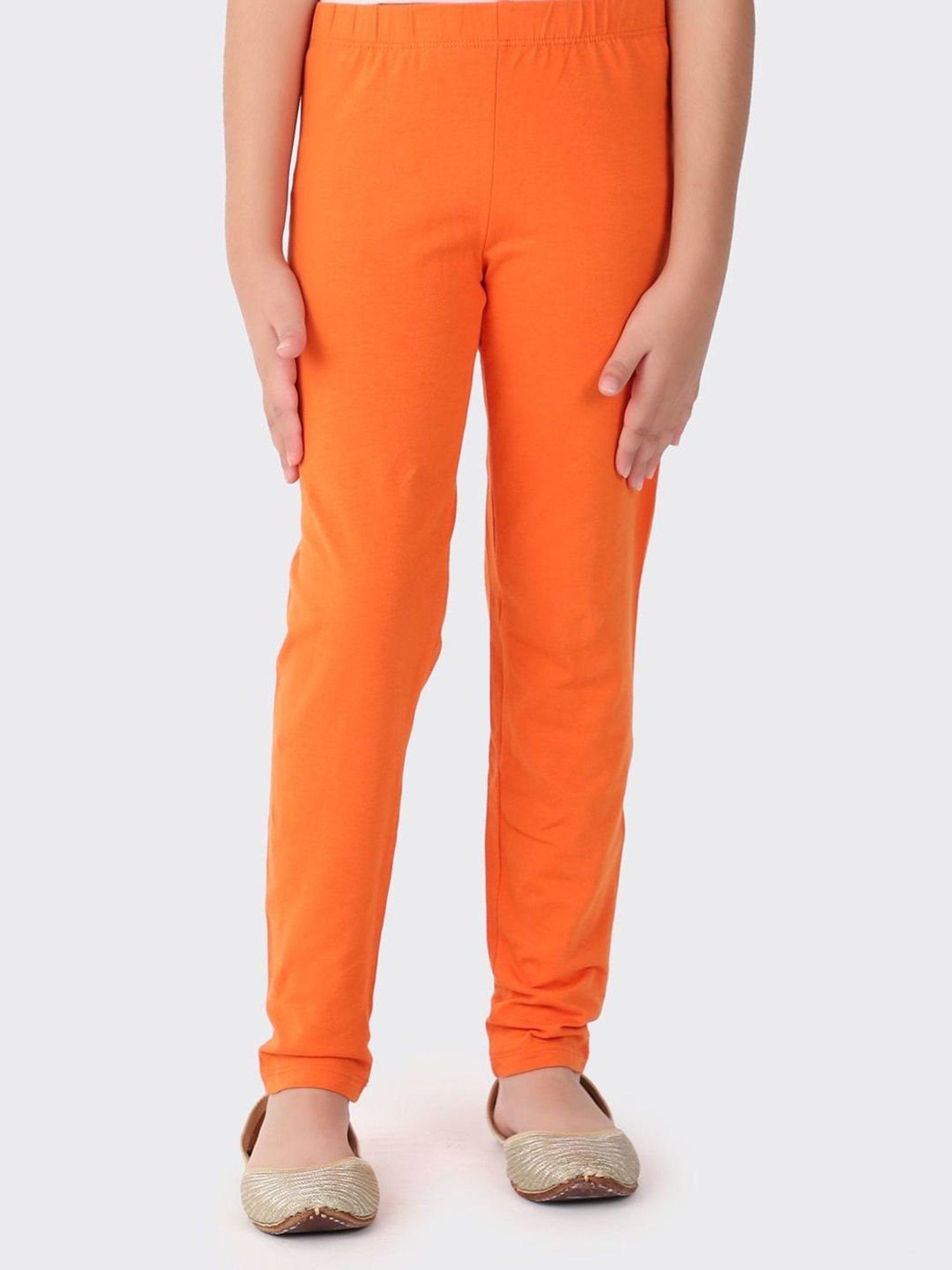 Fabindia Kids Orange Skinny Fit Leggings