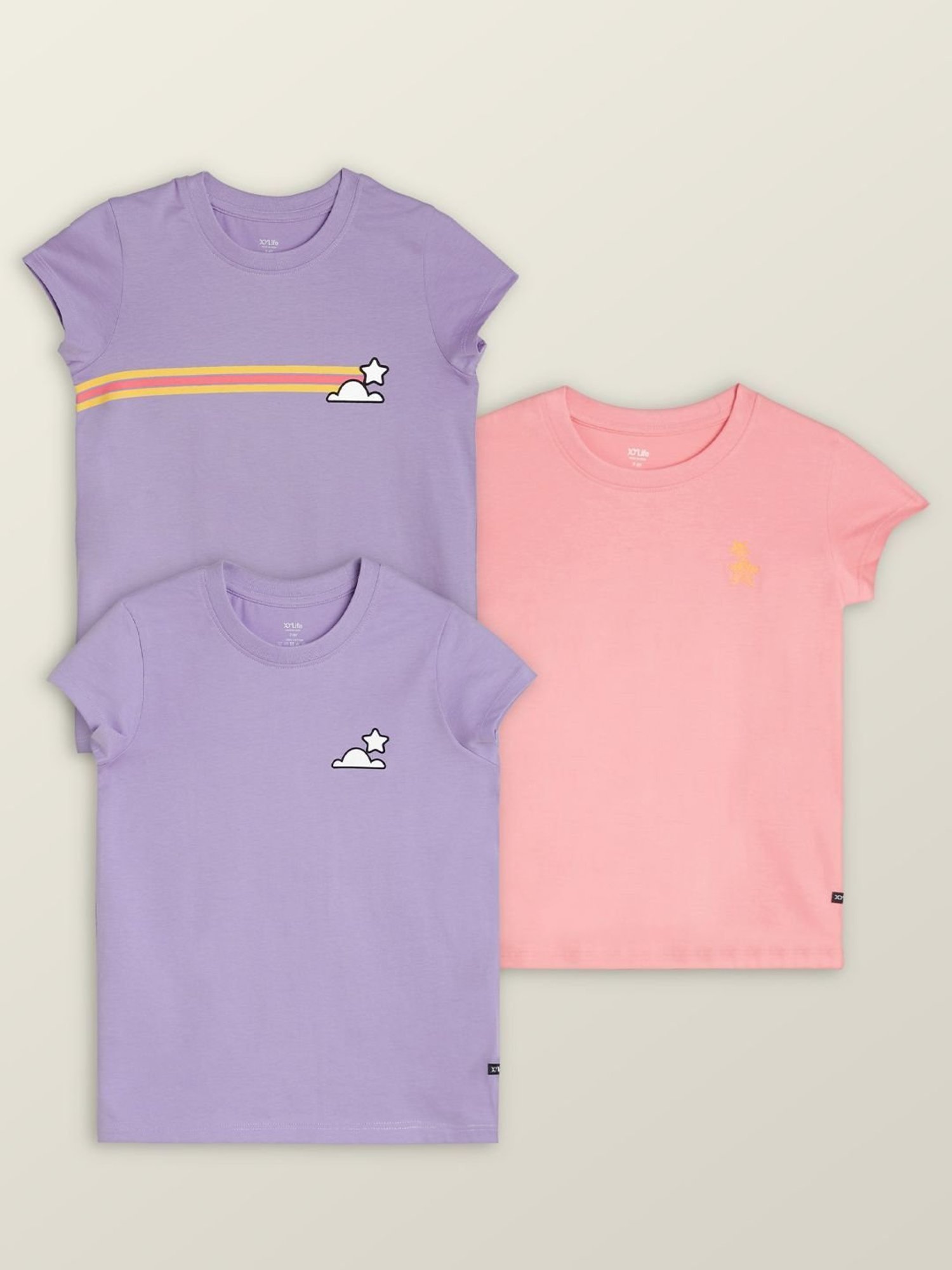 XY Life Kids Multicolor Cotton Printed T-Shirt (Pack of 3)