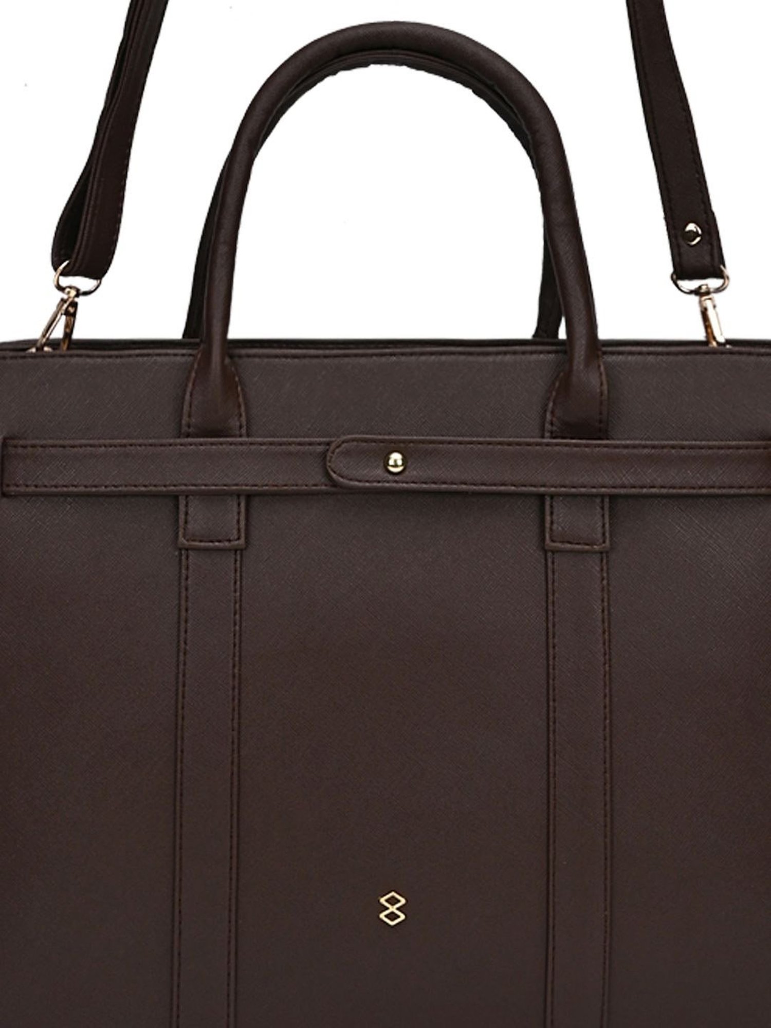 Horra Dark Brown Solid Laptop Handbag