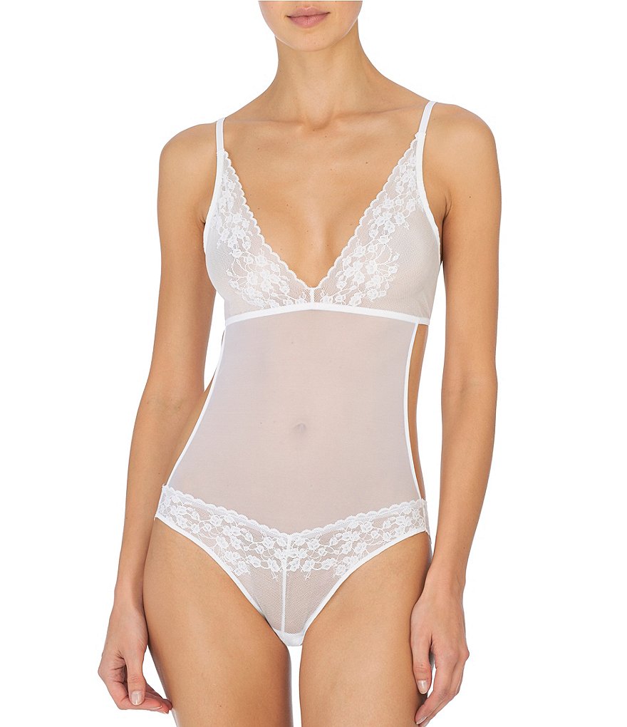 Cassandra Solid Lace Thong Deep V-Neck Sleeveless Teddy