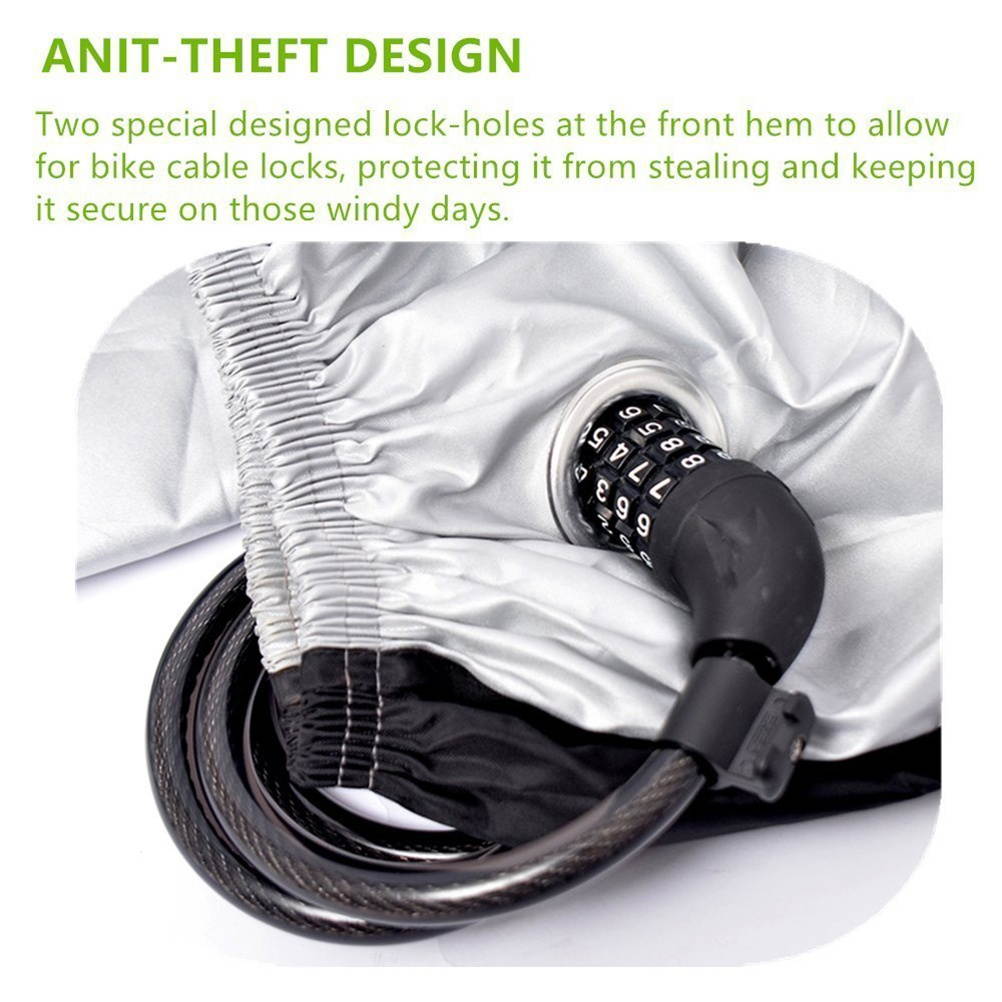 Weather Proof Bike Cover Outdoor Dustproof Bicycle Cover with Lockhole for Mountain/Road Bike - Size XL(Black Center with Silver Periphery)