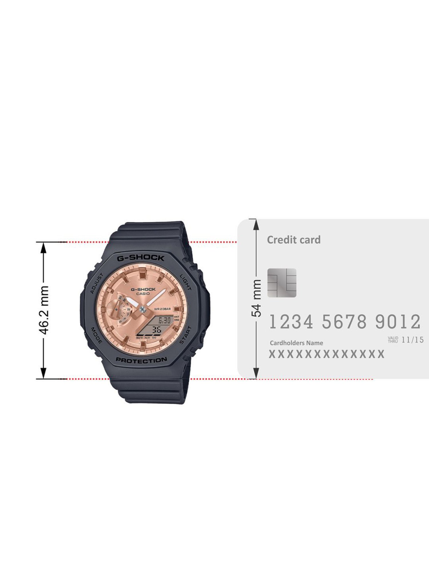 Casio G-Shock GMA-S2100MD-1ADR Rose Gold Analog-Digital Dial Black Resin Strap Women's Watch G1459
