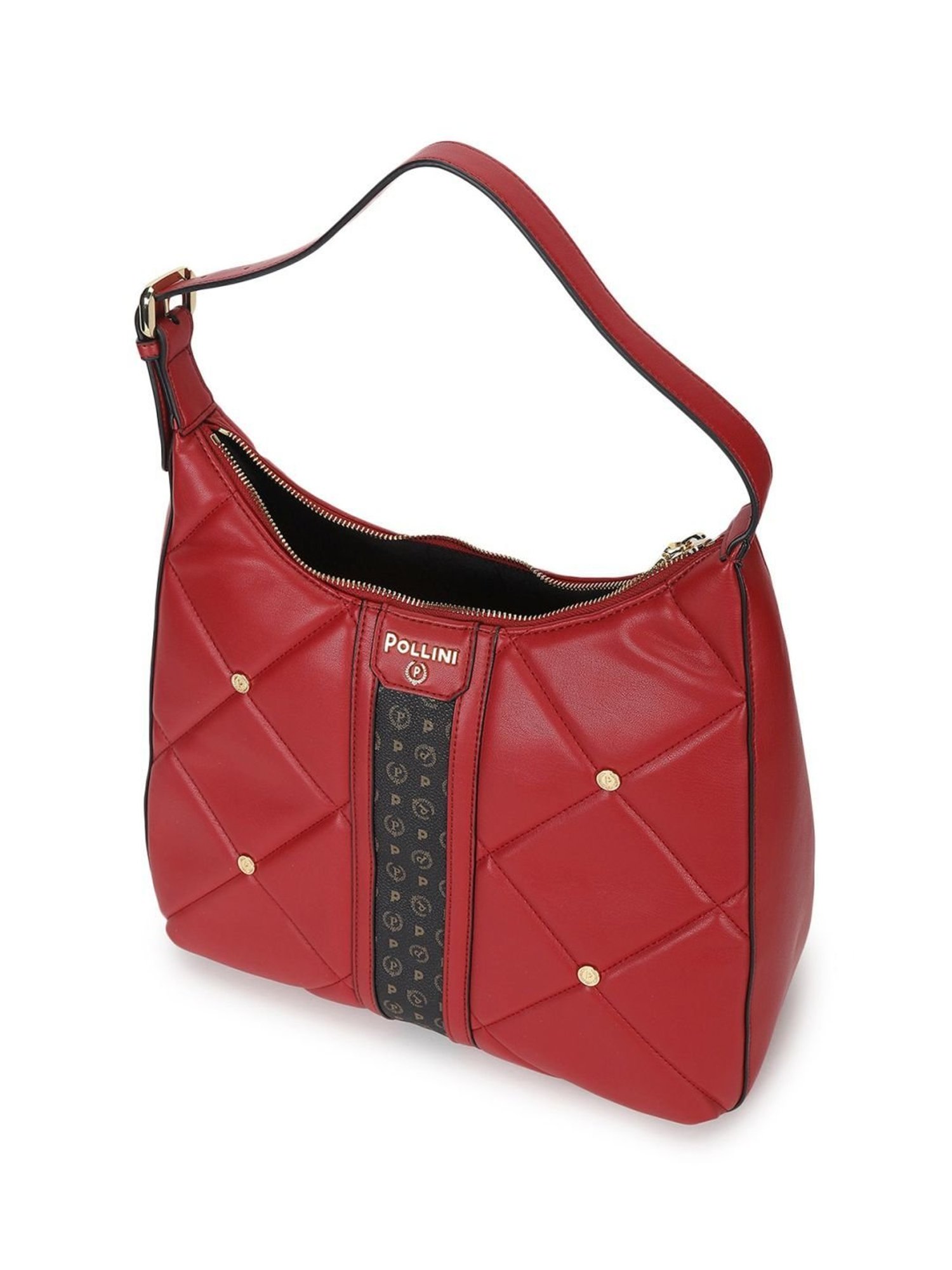 Pollini Red Quilted Large Hobo Bag