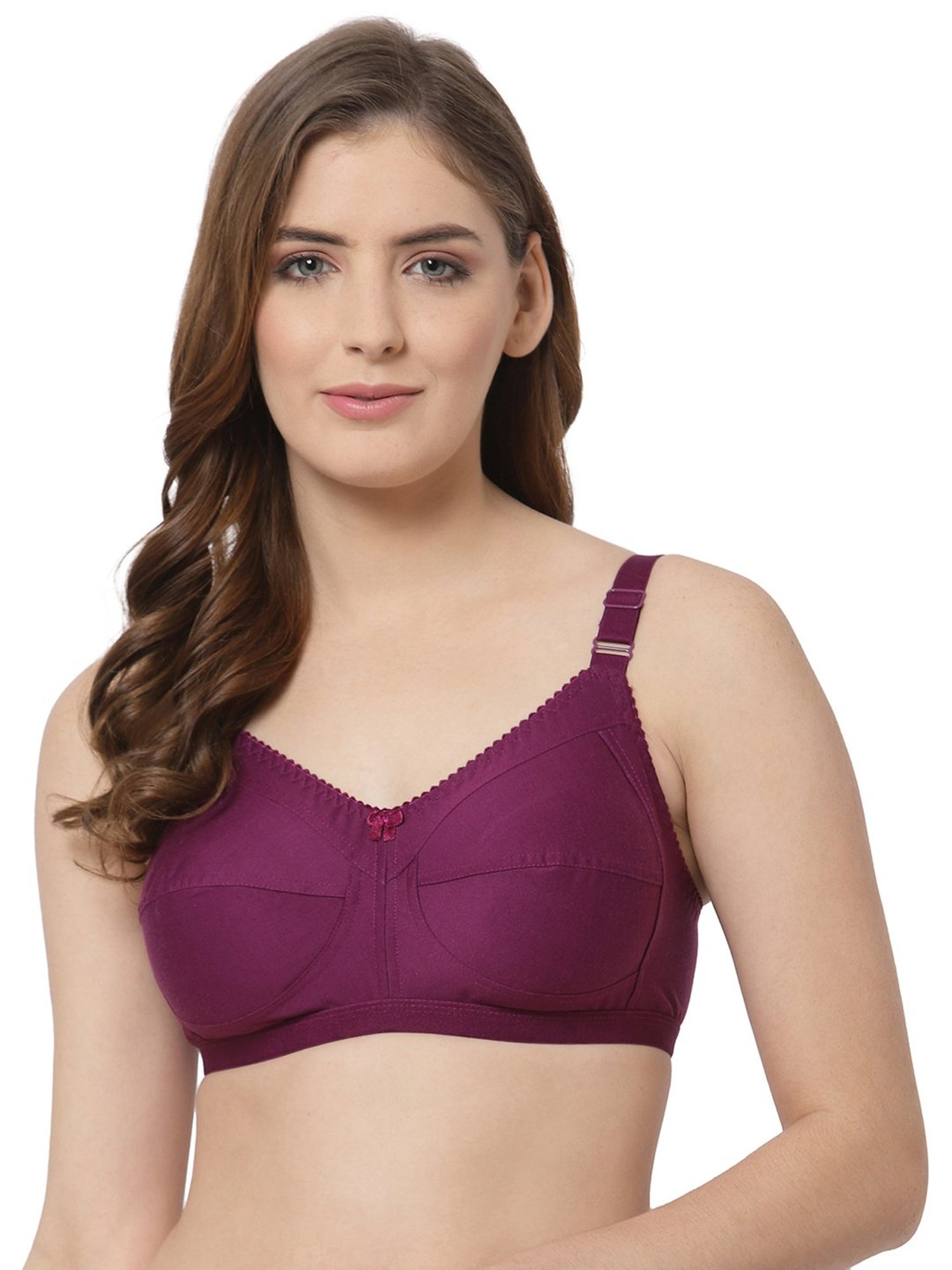 Cukoo Red & Purple Solid Full Coverage Non-Wired Bra - Pack of 2