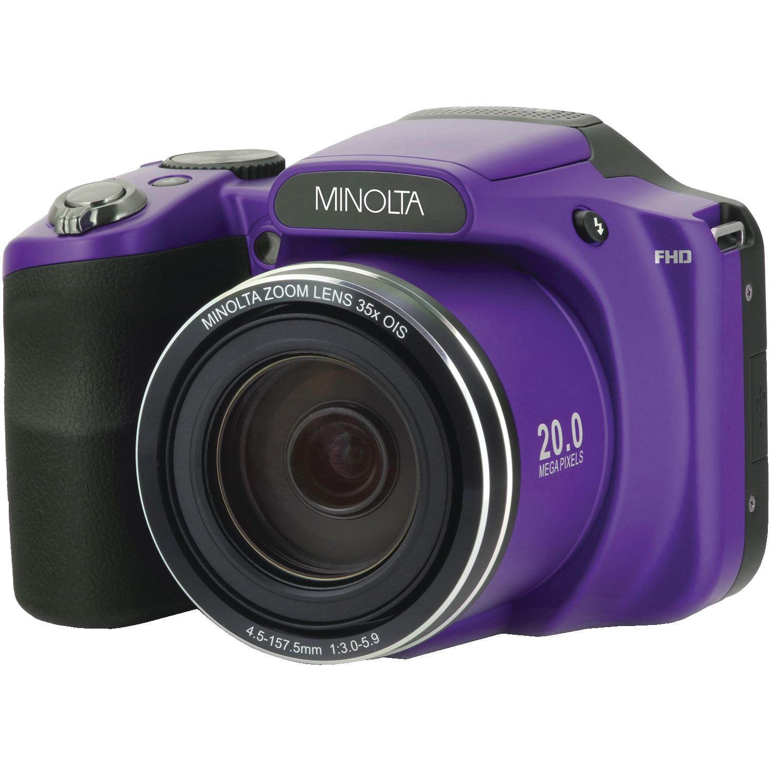 Minolta Mn35z-p 20-megapixel 1080p Full Hd Wi-fi Mn35z Bridge Camera With 35x Zoom [purple]