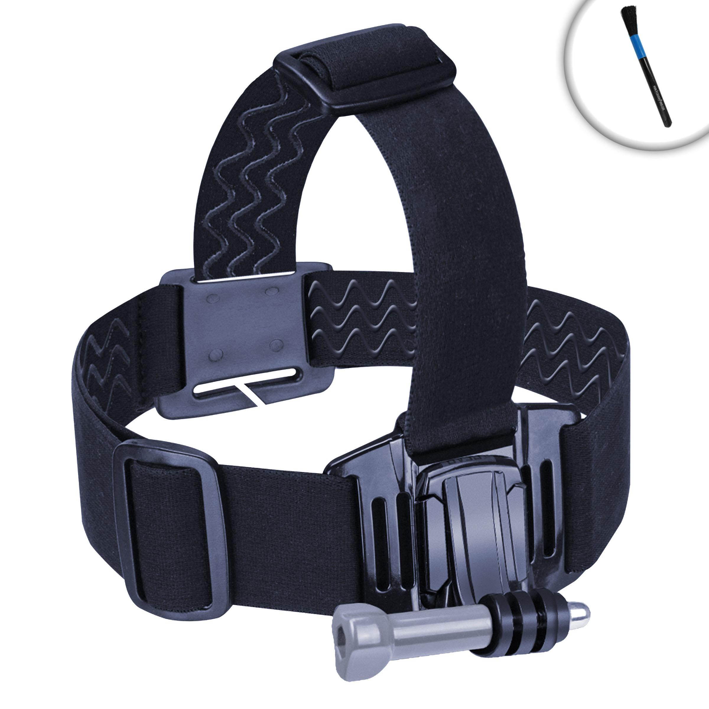 USA Gear Head Point-of-View Action Camera Mount with Elastic Stretch-Fit Band and Included J Hook and Tripod Screw Adapter &ndash; Works While Roller Skating , Riding , Playing Sports , at Concerts and More
