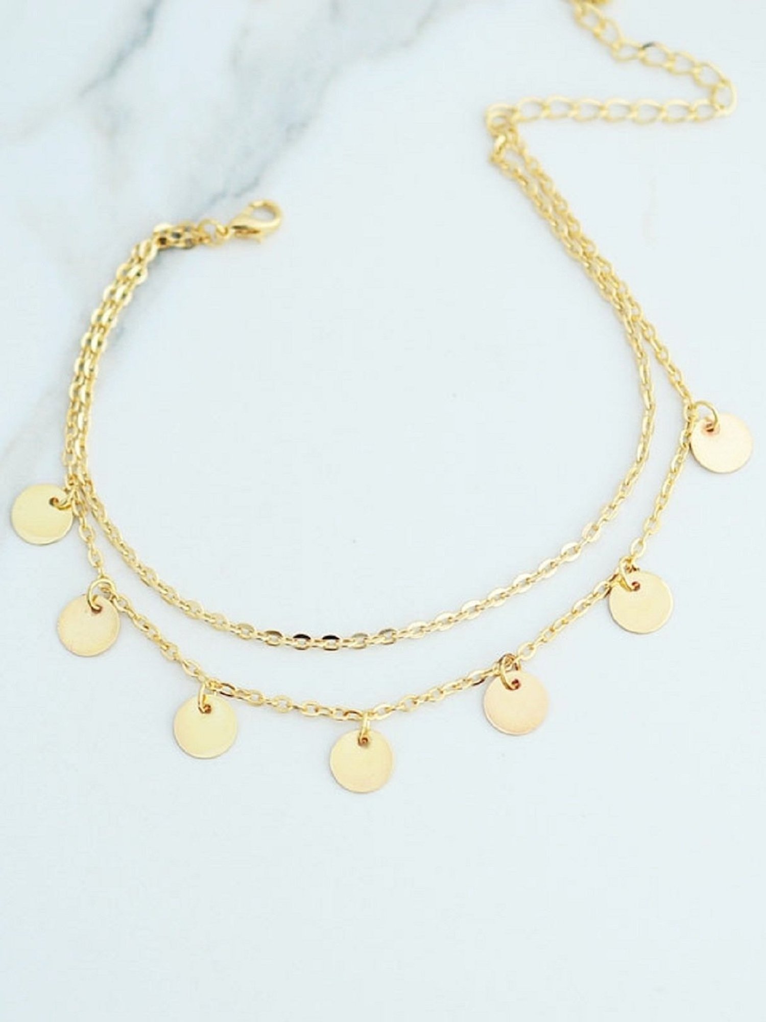 OOMPH Gold-Tone Multi Layer Charm Fashion Stylish Latest Anklet for Women