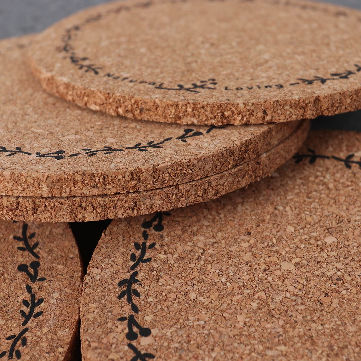 10PCS 10CM Cork Table Mat Heat-Resistant Round Coaster for Cup Glass Tableware - Flower (S)