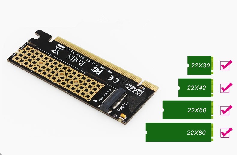 M.2 NGFF PCIe SSD to PCIe 3.0 x16 Adapter Controller Card, Support M.2 M Key (NVMe or AHCI) Solid State Drive Type 2280 2260 2242 2230 Converter to Desktop PCI Express not for SATA NGFF SSD