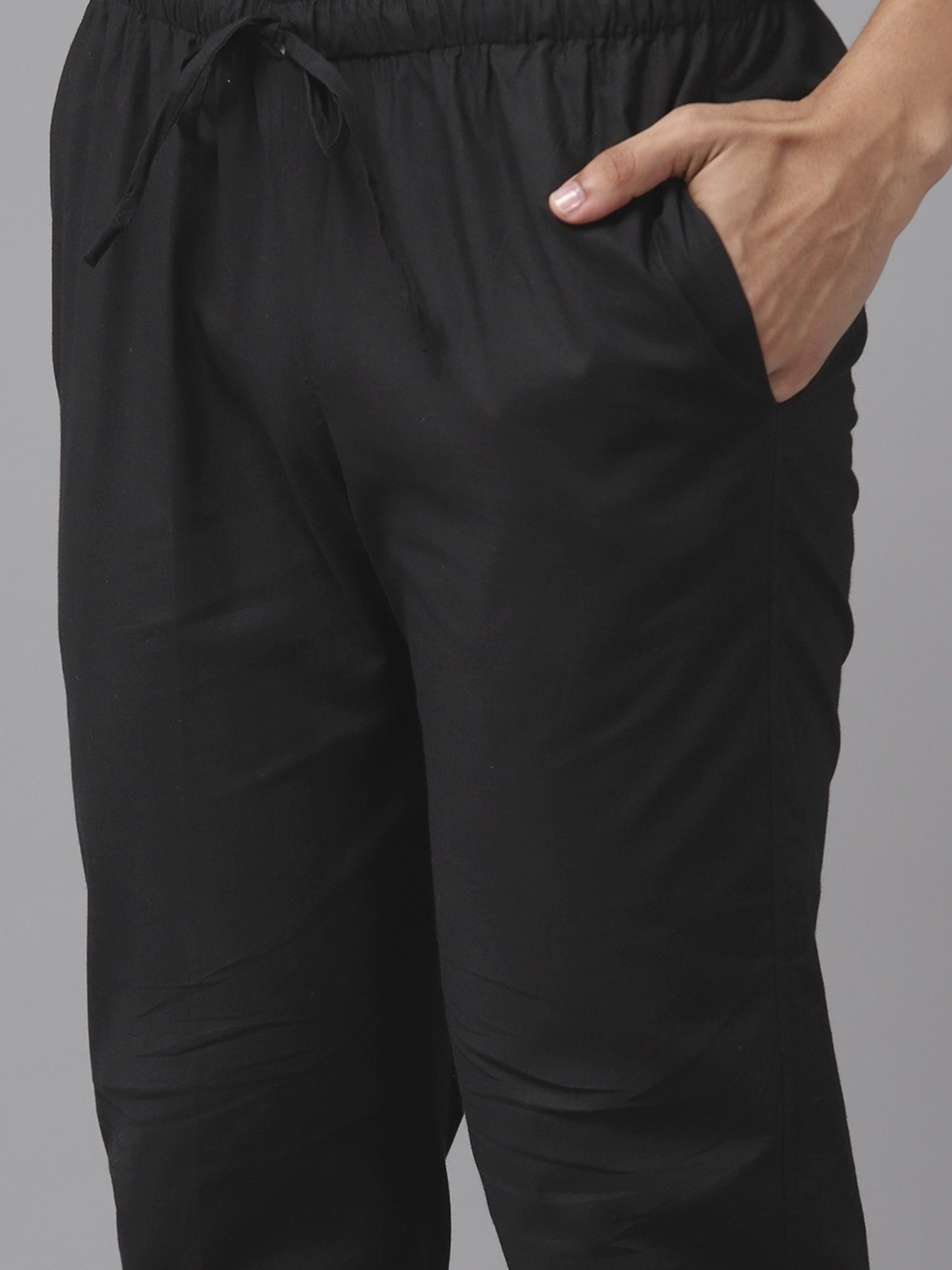 See Designs Black Cotton Regular Fit Embroidered Kurta Bottom Set