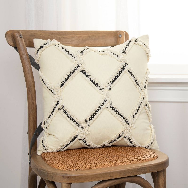 18"x18" Chevron Print Square Throw Pillow Natural - Rizzy Home
