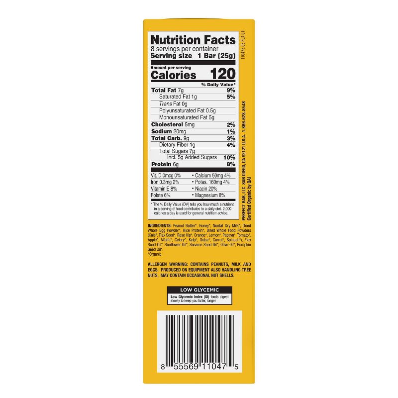 Perfect Bar Peanut Butter Snack Size Protein Bars - 7oz/8ct