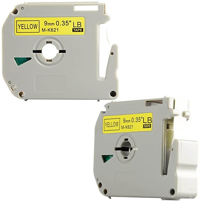 MK621 MK621s MK621 M621 035 Inch x 263 Feet 12mmx 8mBlack on Yellow Label TapesCompatible for Brother PTouch Label Makers PTM95 PT90 PT70BM PT65 PT80 PT70SR PT85 Cassettes 2 Pack