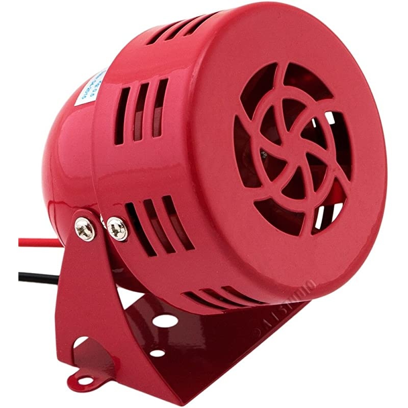 Loud Electric Motor Driven HornAlarmSiren Air Raid SmallCompact Red 12V VXS9050C