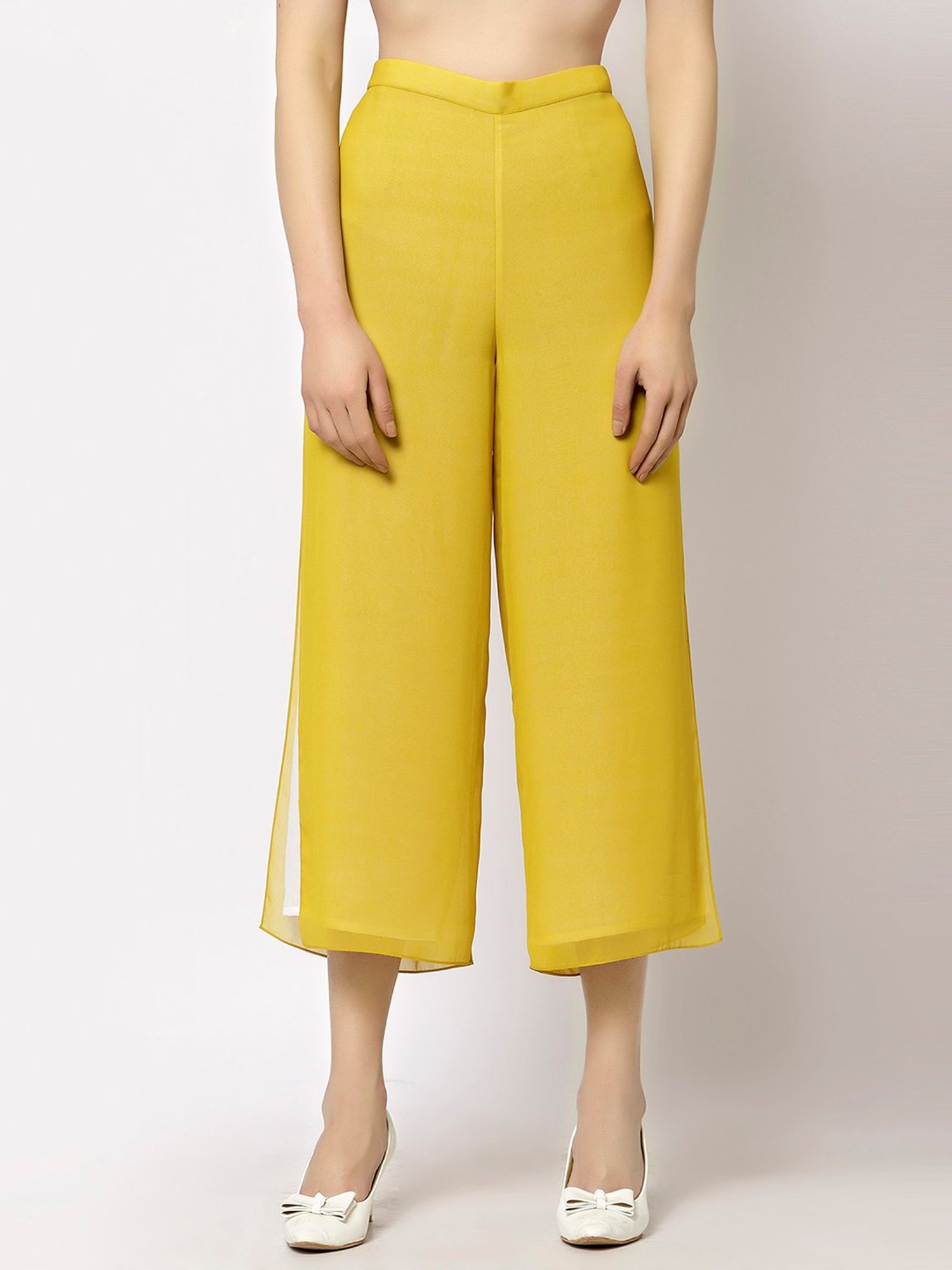 Office & You Yellow Straight Fit Palazzos