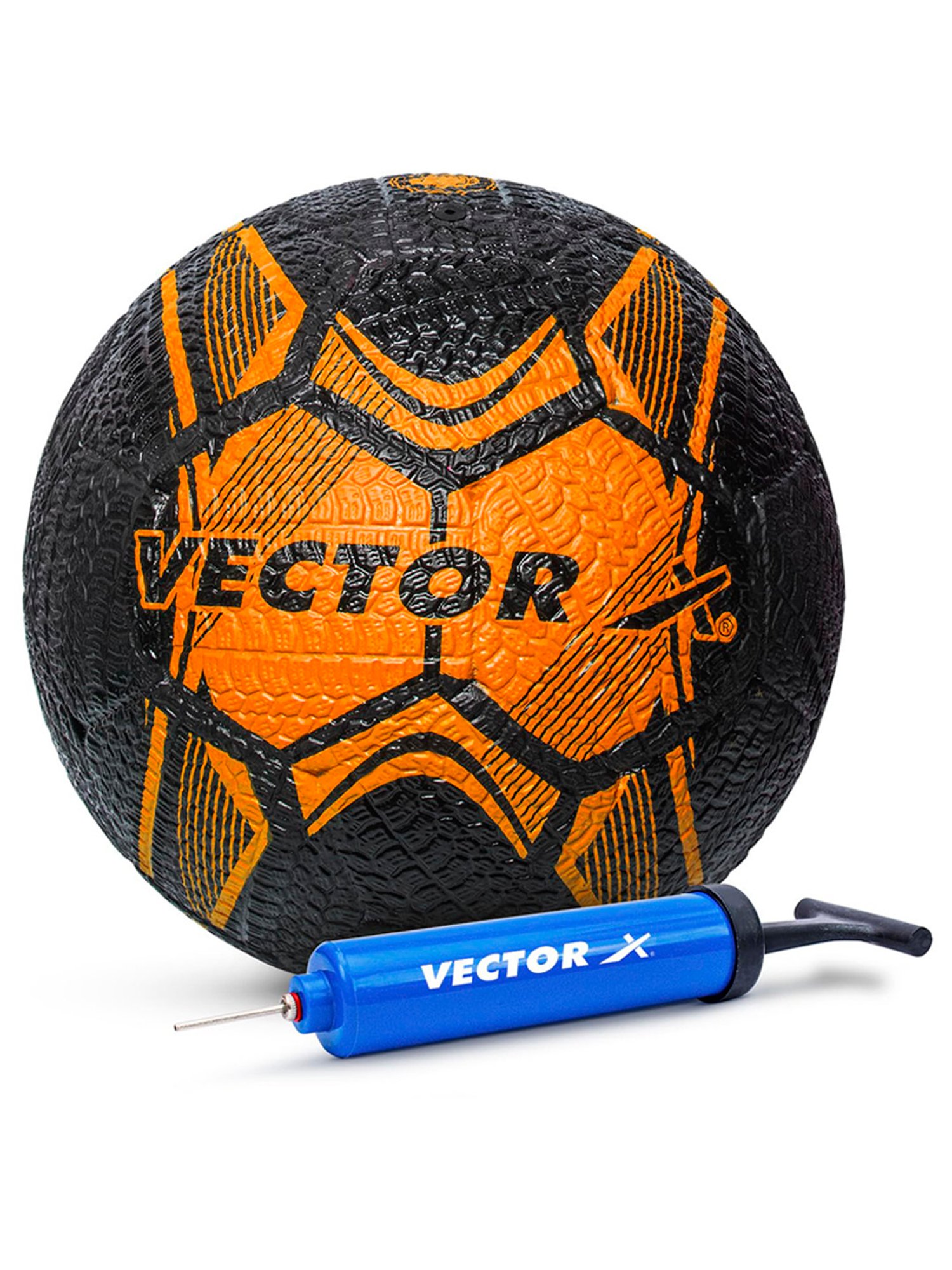Vector X Street Soccer Rubber Moulded Football (Black & Orange) Size - 5