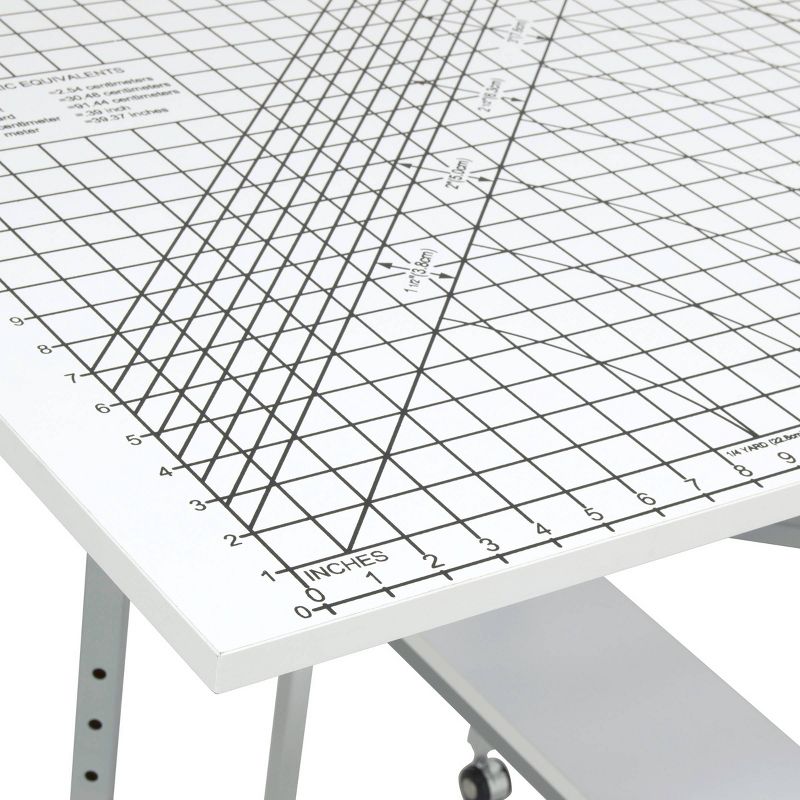 Cutting Table with Grid Silver/White - Sew Ready