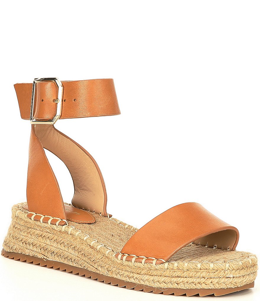 Antonio Melani Fosterr Leather Ankle Strap Espadrille Wedges