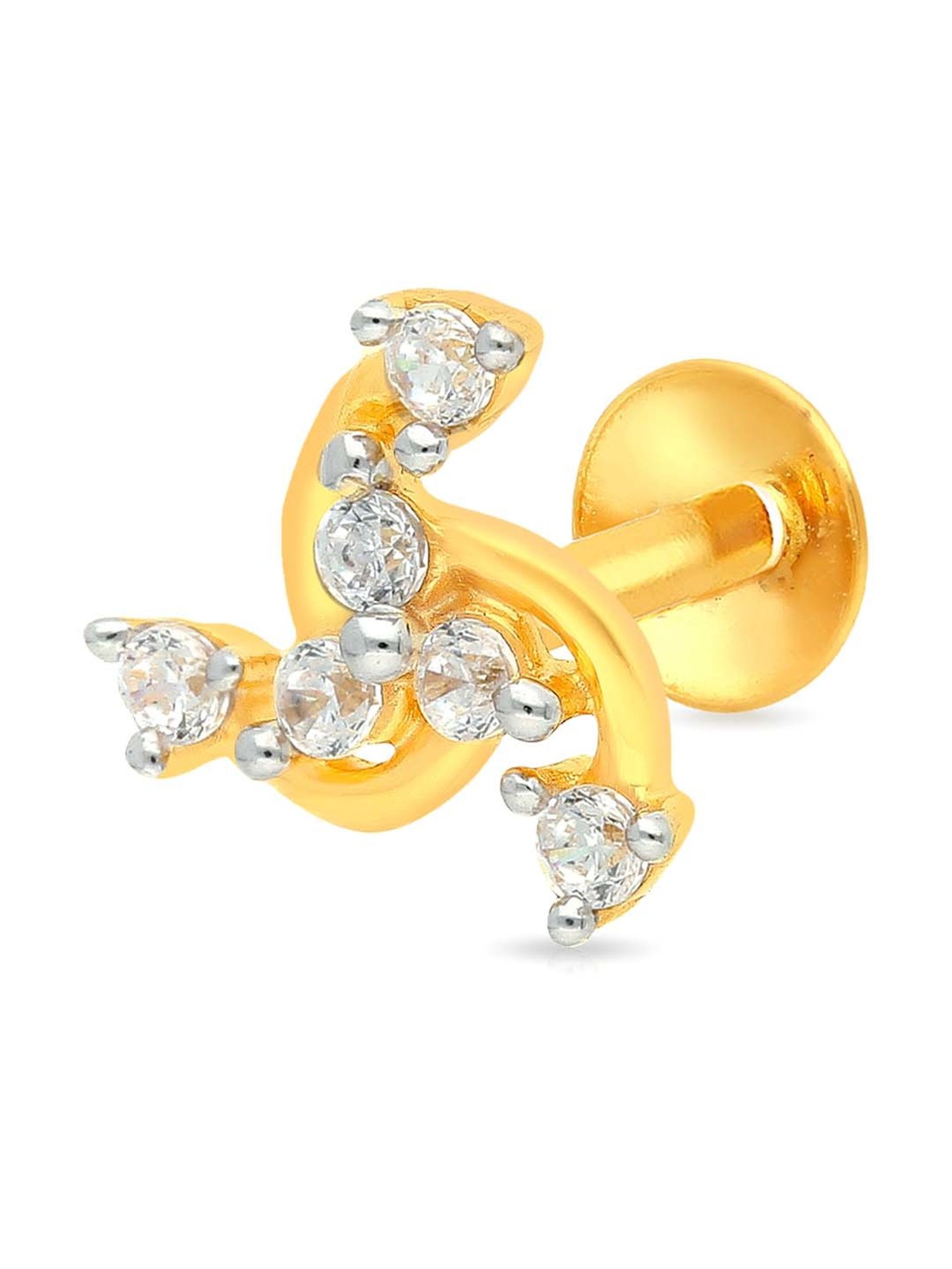 Malabar Gold and Diamonds 22k Gold Floral Nosepin for Women