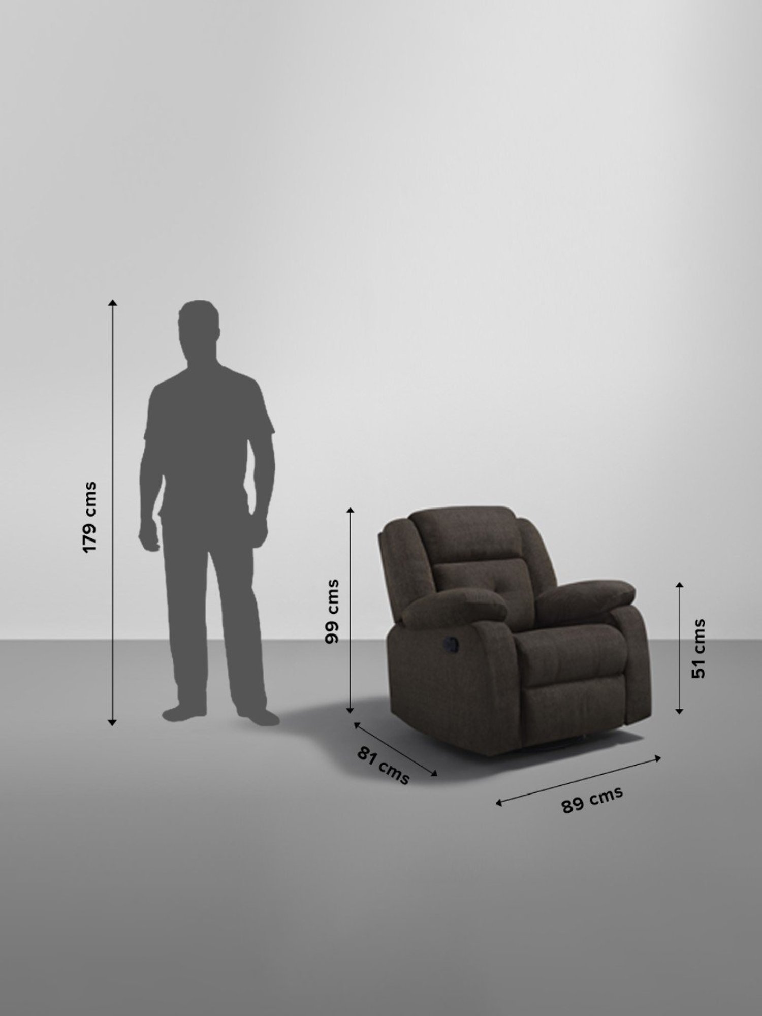 Sleepyhead RX7 Egyptian Brown Fabric Rocking & Revolving Single Seater Recliner