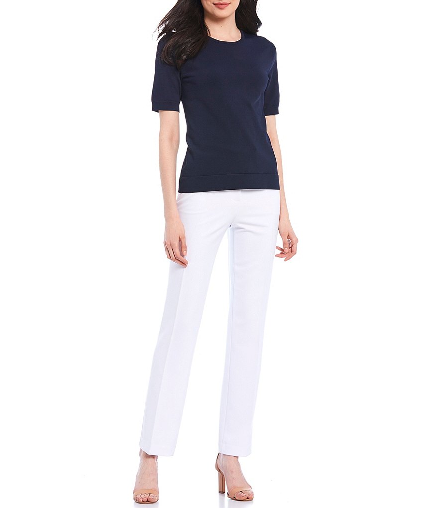 Investments Petite Size Signature Yarn Short Sleeve Crew Neck Top