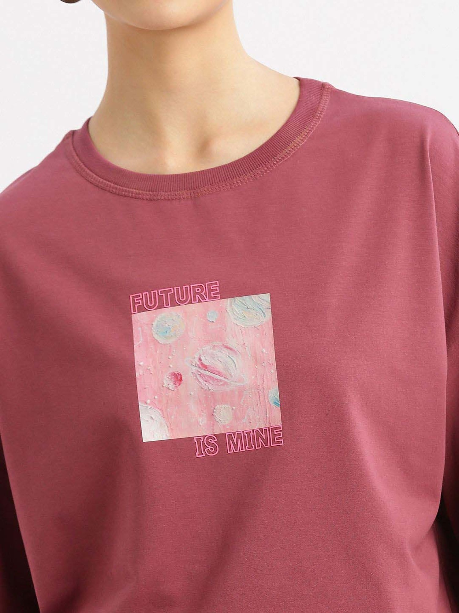 SHOWOFF Pink Cotton Printed T-Shirt