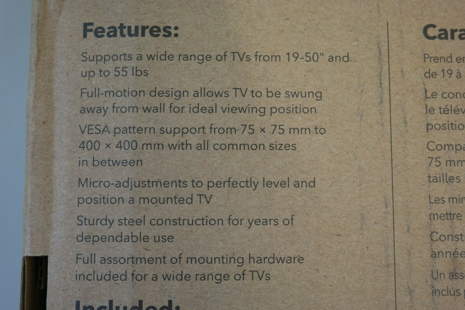 Dynex DX-HTMF1620 FULL MOTION TV Wall Mount for Most 19" - 50" TVs (11C)