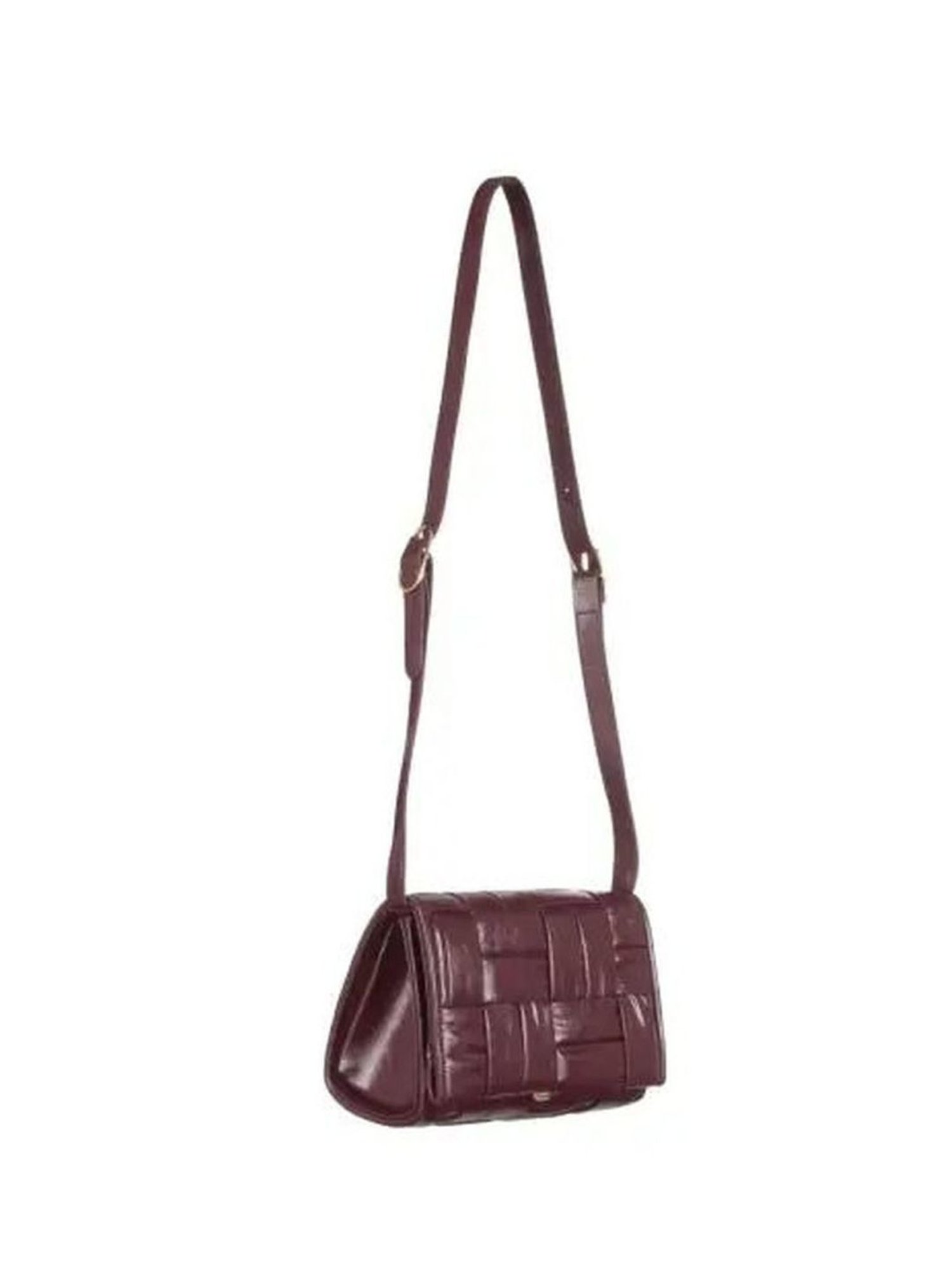 Themoire Marsala Feronia Twist Weaved Shiny Cross Body Bag