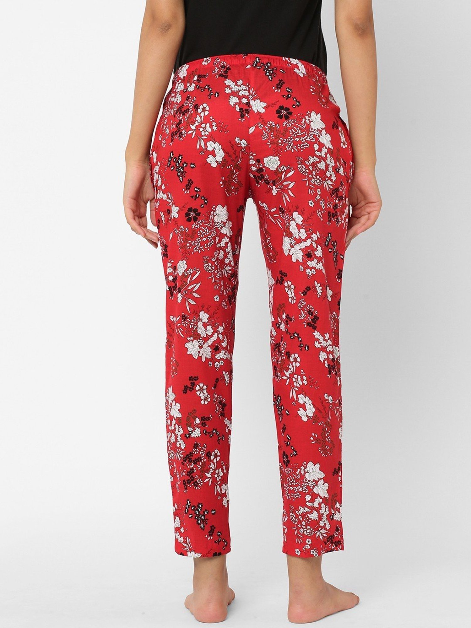 Urban Scottish Red Floral Print Lounge Pants