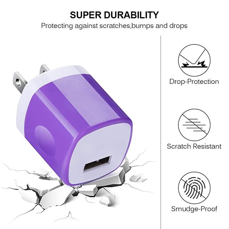 Charging Block,5 Pack One Port Wall Charger 1A/5V Plug Cube Power Adapter Compatible with iPhone 12/11 Pro Max XS XR X,Samsung Galaxy S21 Ultra 5G S20 S10 S9 Note 20,LG,Moto,Google Pixel 5,4XL