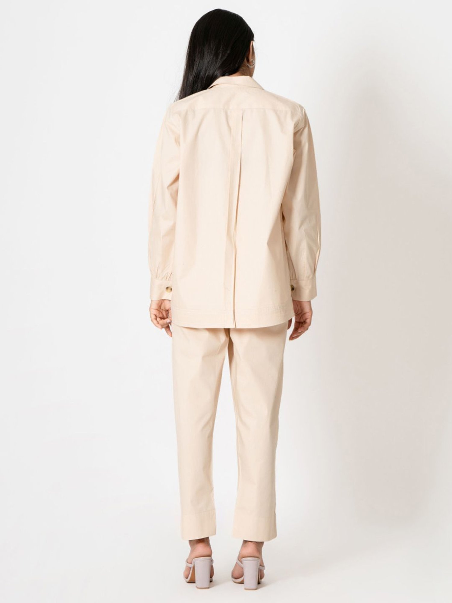 Kameez by Pooja Pale Beige Capsule 24 Poplin Shirt and Pant Co-ord Set